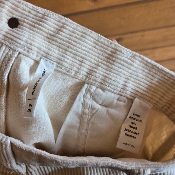 Pacsun Off White Corduroy Cutoff Workwear Shorts Cargo 27 High Waisted Soft - Picture 5 of 5
